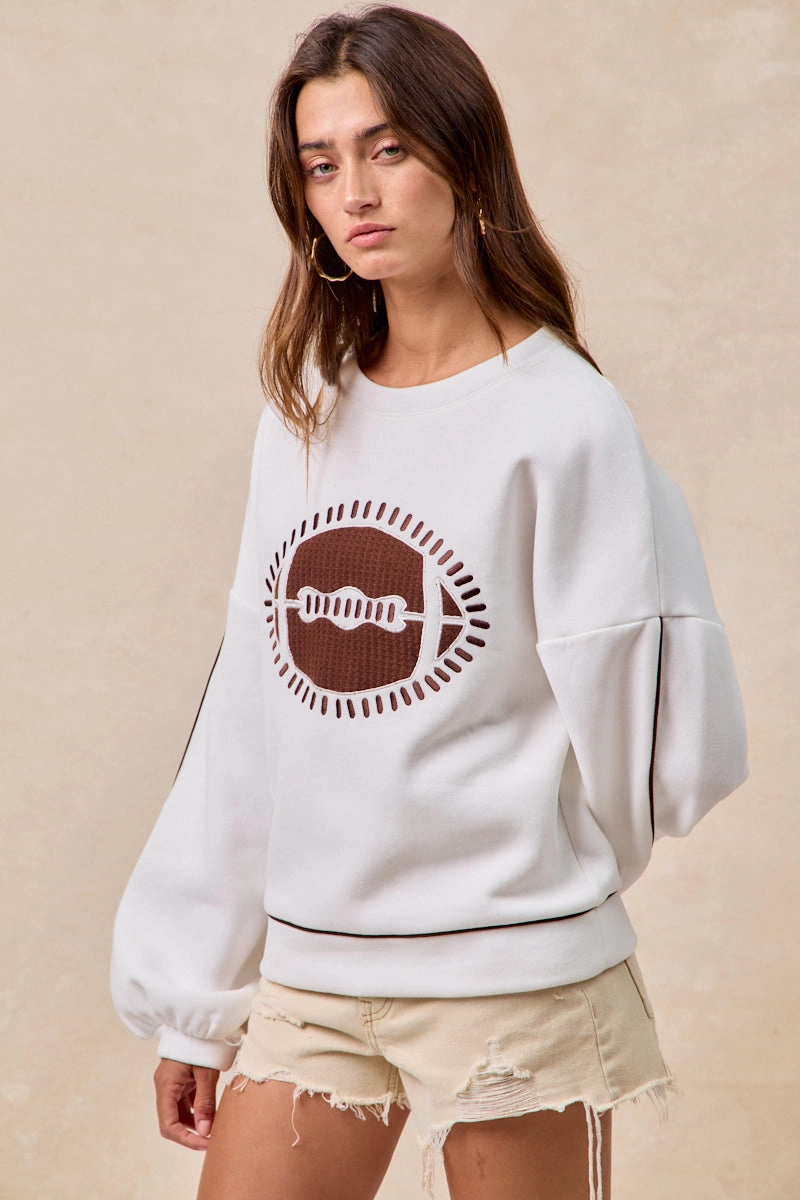 IT4475K-02 | GAMEDAY THEME FOOTBALL EMBROIDERED SWEATSHIRT Sporty Style