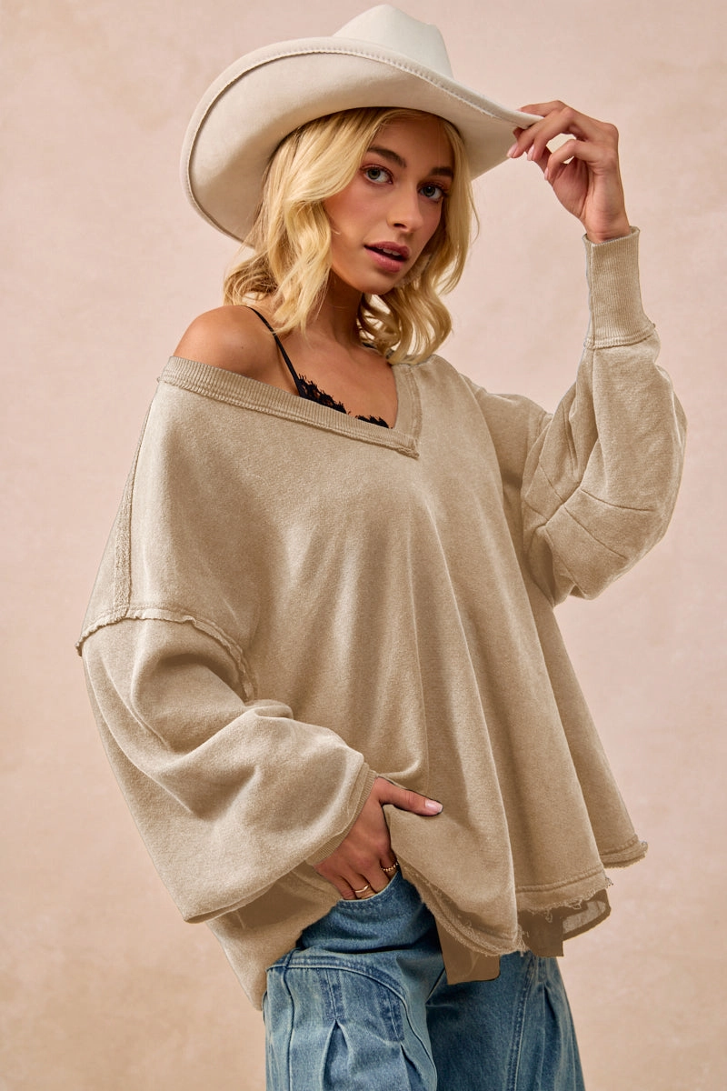 IT4503-01 | MINERAL WASHED FRENCH TERRY OVERSIZED SWEATSHIRT Fall Outfit