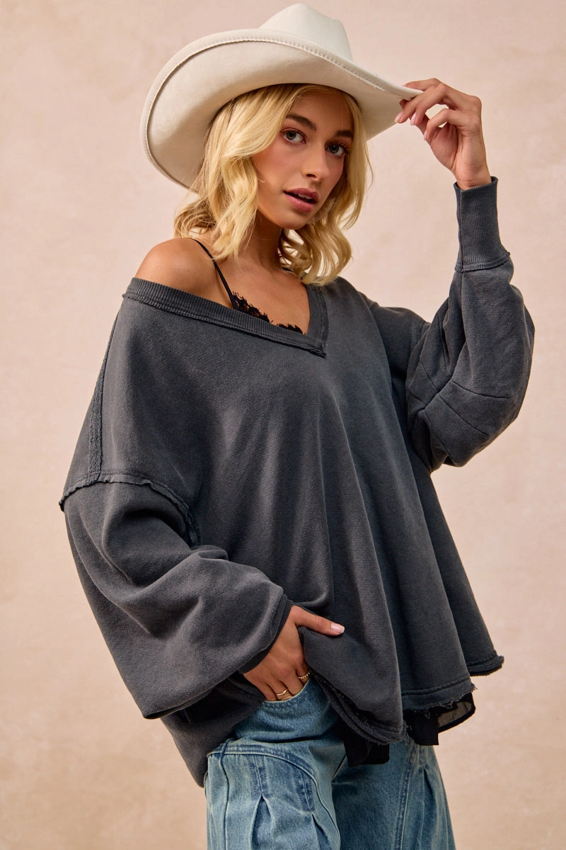 Sleek Outer IT4503-01 | MINERAL WASHED FRENCH TERRY OVERSIZED SWEATSHIRT