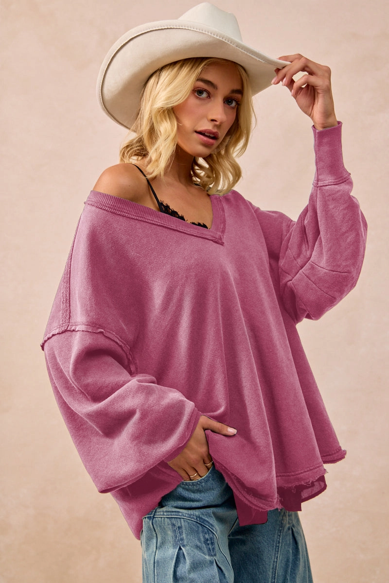 IT4503-01 | MINERAL WASHED FRENCH TERRY OVERSIZED SWEATSHIRT Outdoor Look Luxury Appeal