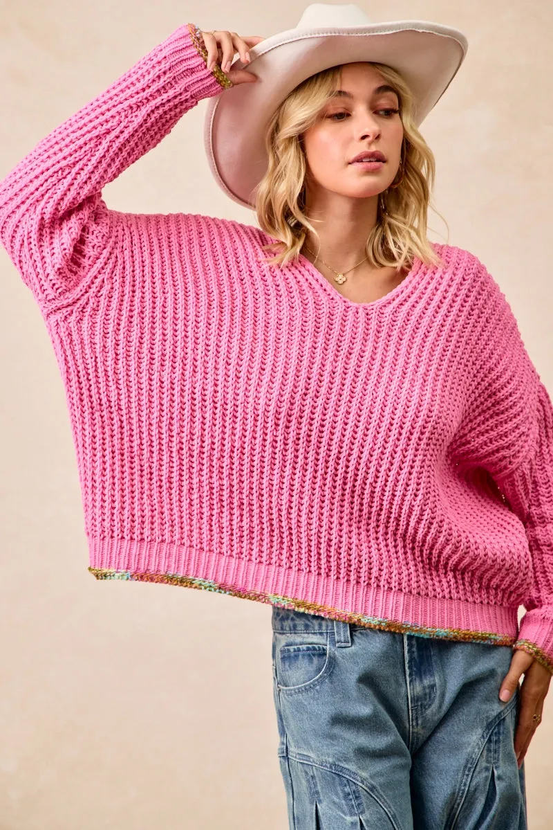 IT4522-01 | V-NECK SWEATER TOP Comfy Stretch