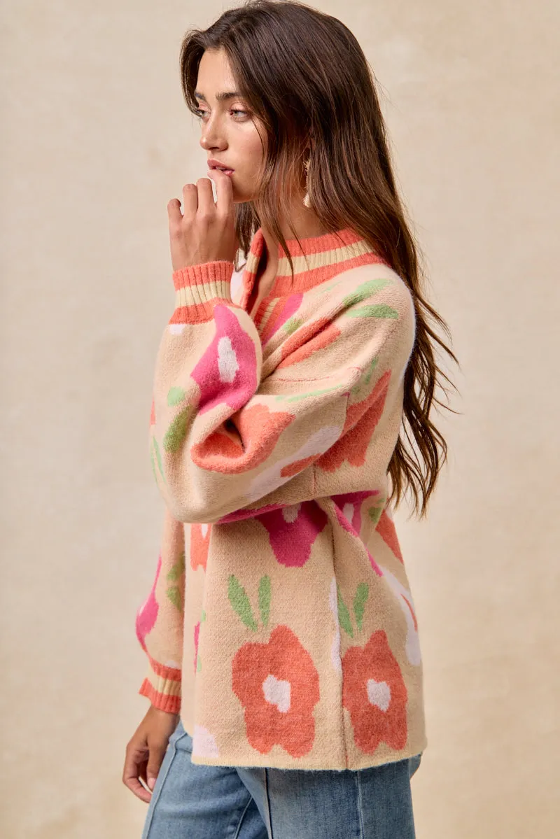 IT4554S-01 | FLOWER PRINTED V NECK BANDED TOP 3-In-1 Set