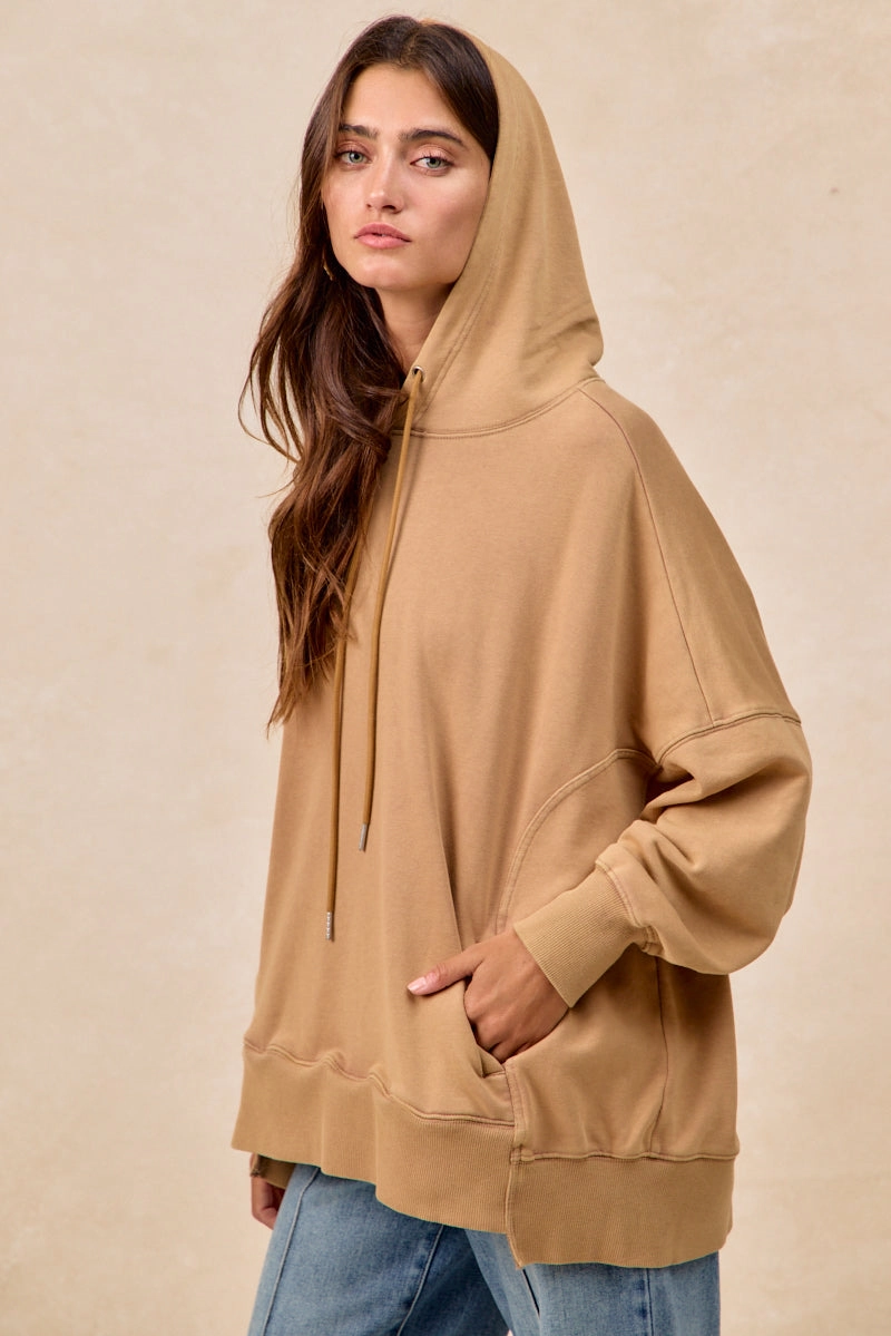 IT4609G-02 | WASHED FRENCH TERRY OVERSIZED HOODIE Flowy legs Wool blend
