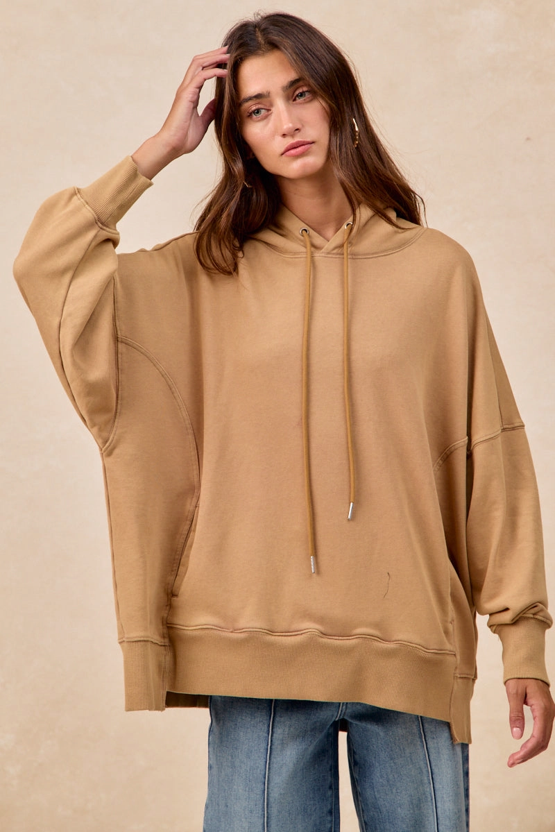 IT4609G-02 | WASHED FRENCH TERRY OVERSIZED HOODIE Casual chic