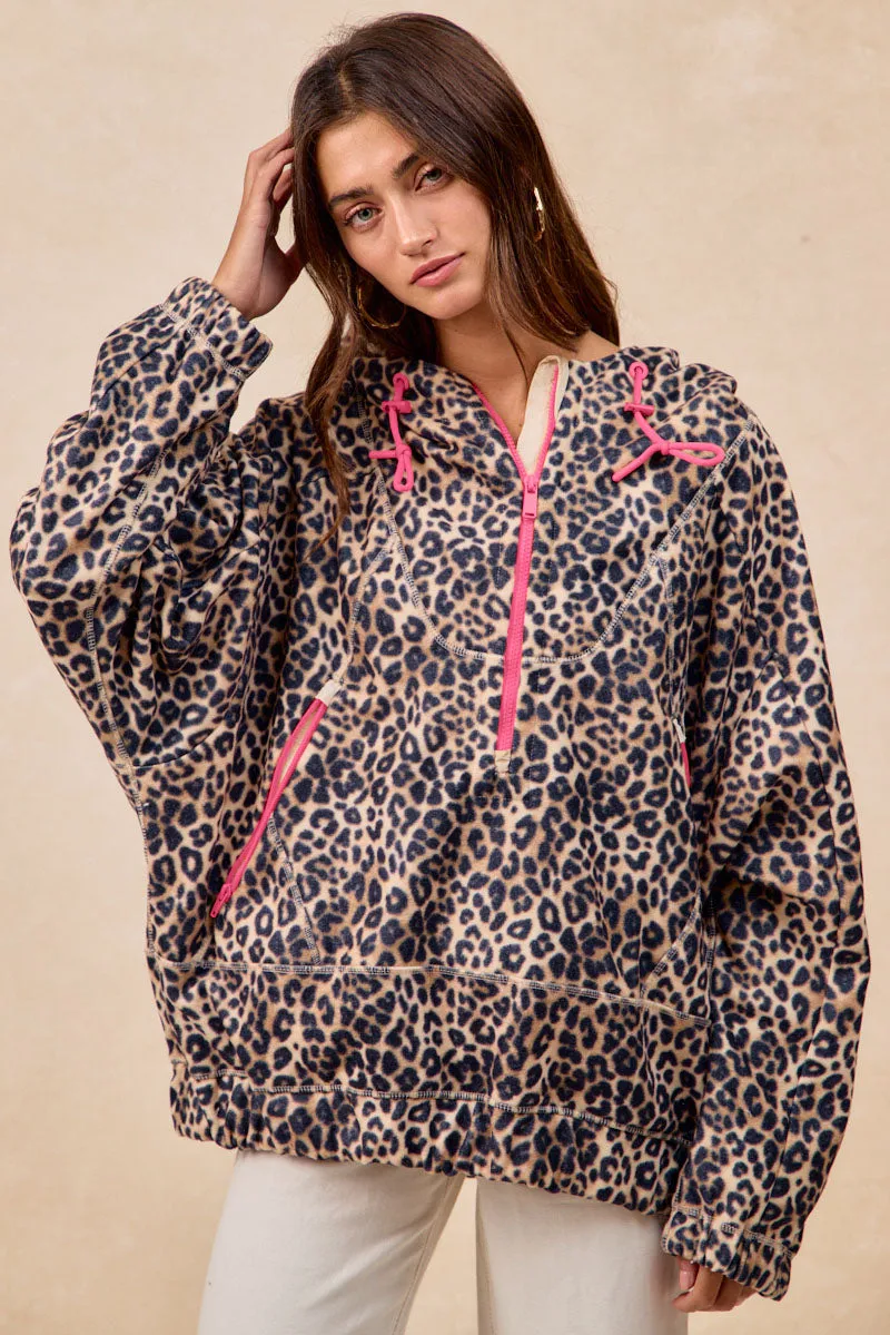 IT4610G-02 | LEOPARD STITCH OVERSIZED BRUSHED TEXTURE JACKET Crisp Air Piece