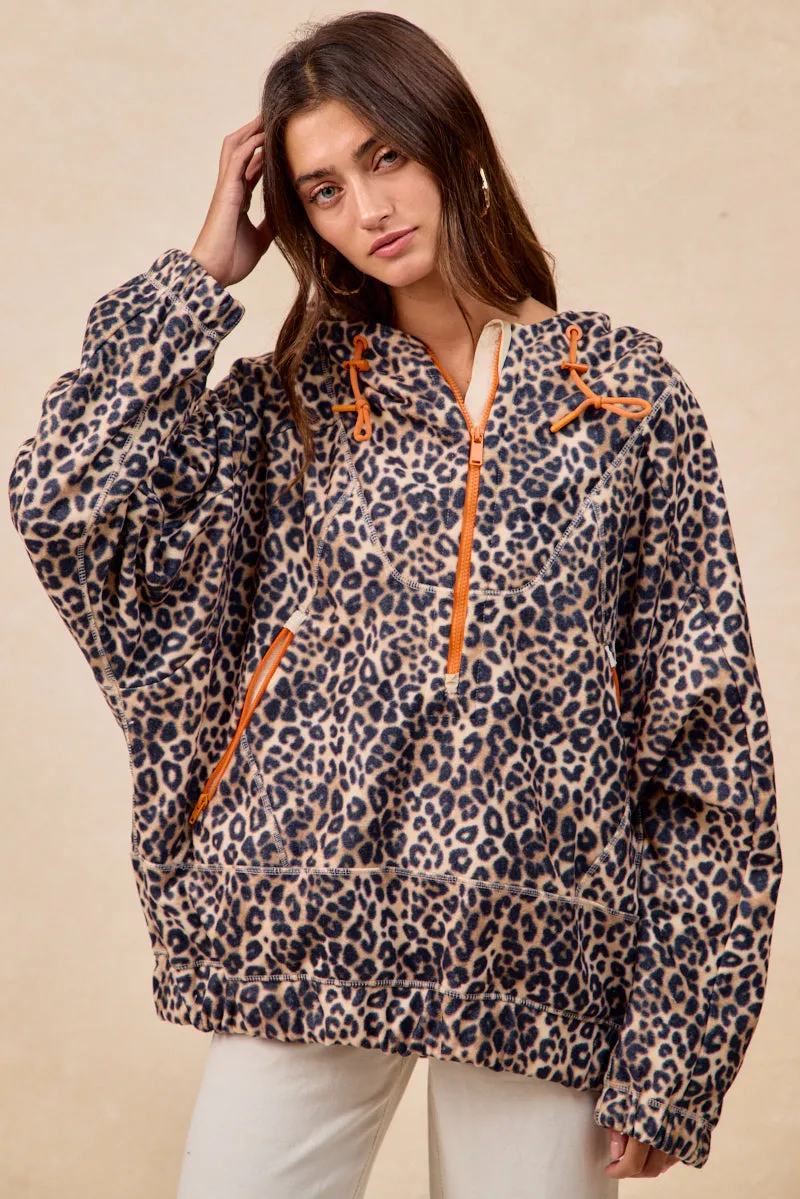 Versatile Fit Layer IT4610G-02 | LEOPARD STITCH OVERSIZED BRUSHED TEXTURE JACKET