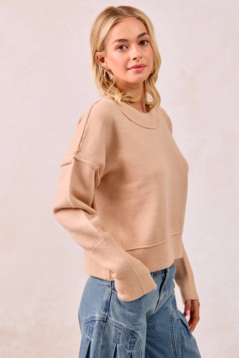 IT4642-01 | SOLID KNIT SWEATER TOP WITH LONG SLEEVES Layer Comfort