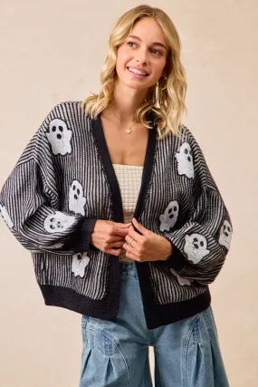 IT4665S-01 | HALLOWEEN THEME KNIT CARDIGAN WITH GHOST SEQUINS Refined fit Light Fabric