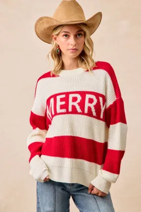 IT4697-01 | CHRISTMAS MERRY LETTERING SWEATER TOP Functional Style