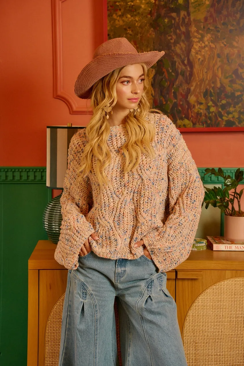 IT4699S-01 | TEXTURED MULTI COLORS SWEATER TOP RELAXED FIT Weekend Casual Fit