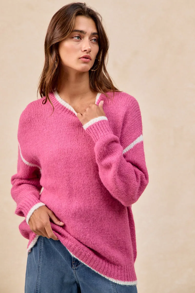 IT4702H-01 | LIGHT WEIGHT MOCKNECK SWEATER WITH CONTAST EDGE Wind Chill Protection Functional Pocket