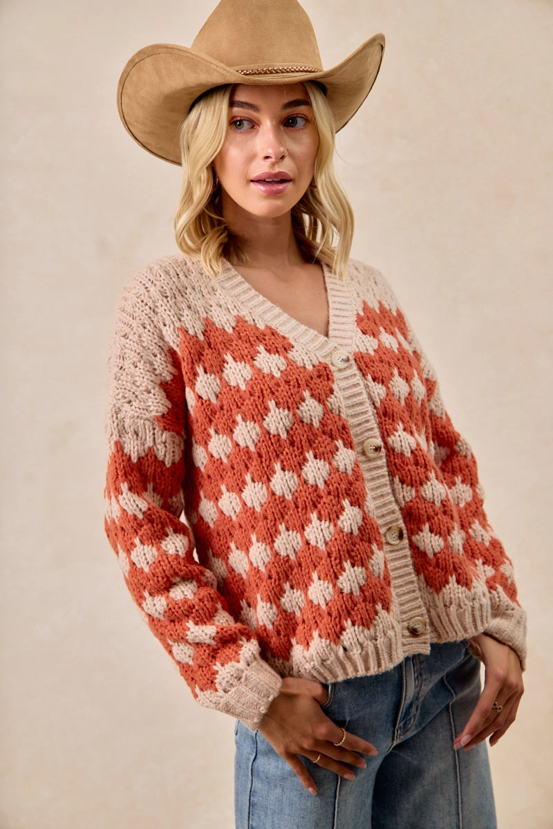 Cozy Stretch IT4706-01 | TEXTURED SWEATER CARDIGAN WITH BUTTONED CLOSURE
