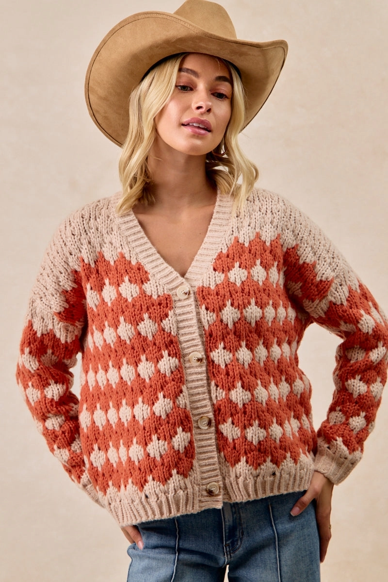 IT4706-01 | TEXTURED SWEATER CARDIGAN WITH BUTTONED CLOSURE Basic Look