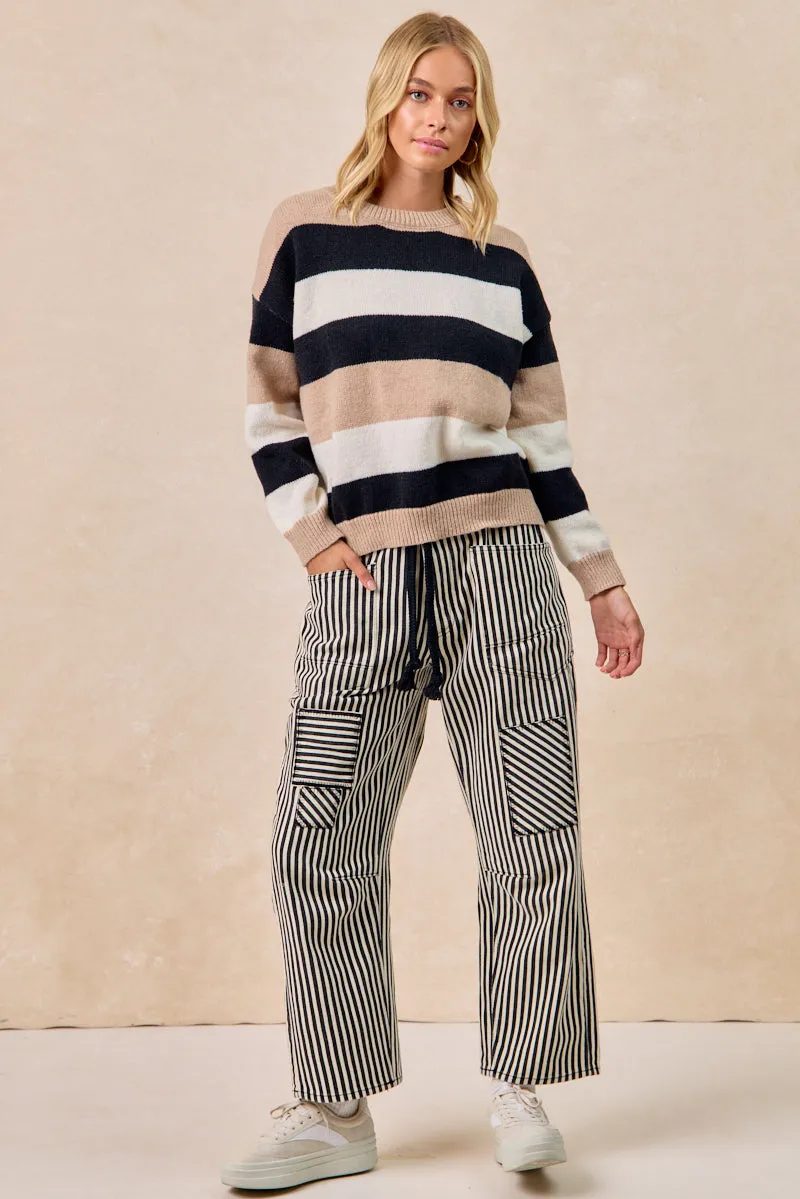 simple design IT4710-01 | COLOR BLOCK STRIPED SWEATER TOP