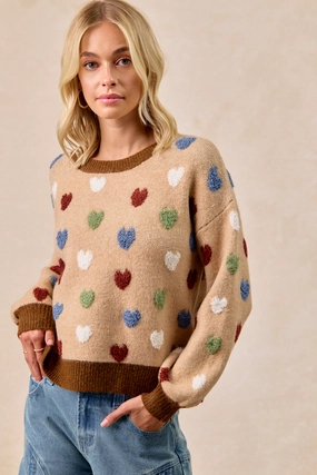 IT4720-01 | HERAT PATTERNED COZY SWEATER TOP Wind Blocking Fabric Contemporary Fit