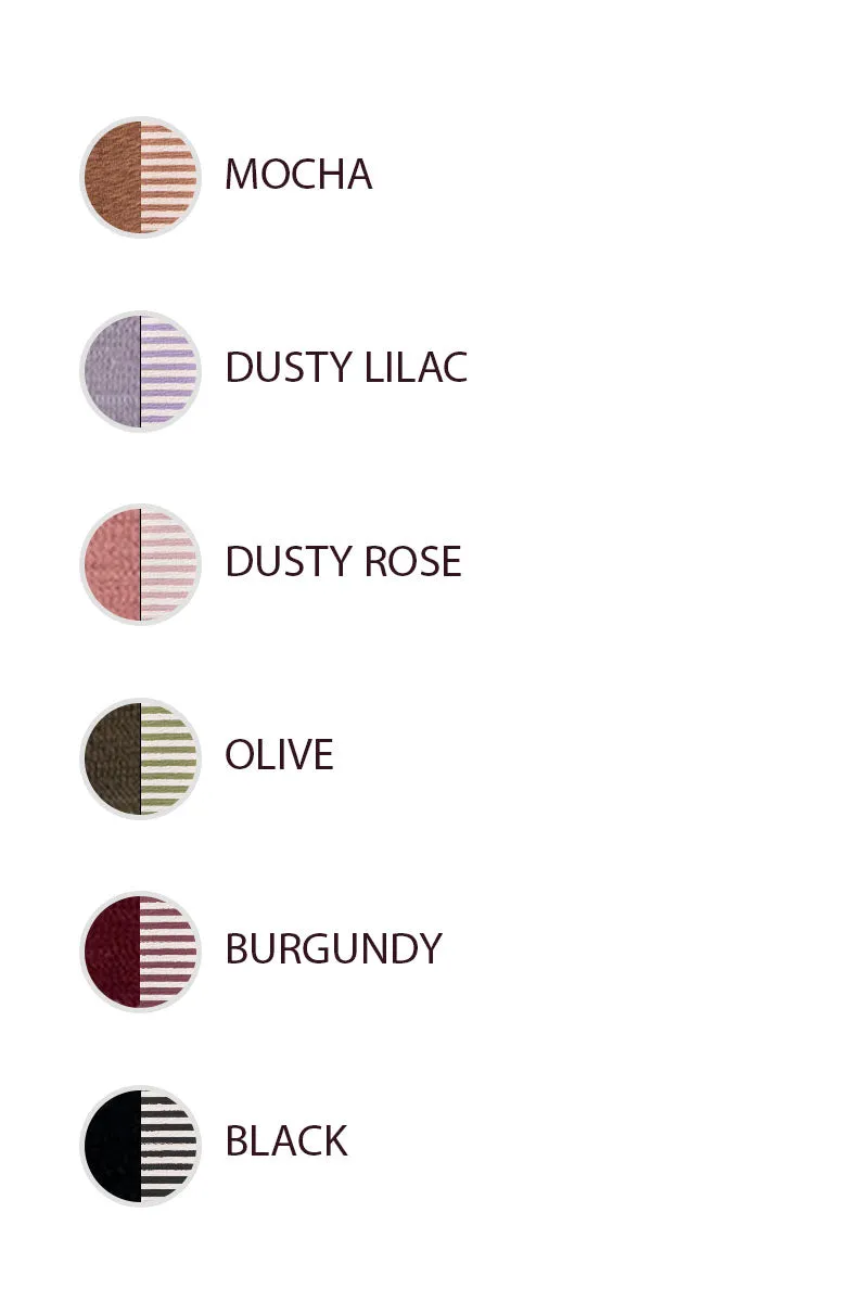 IT4731S-02 | SLUB KNIT WITH STRIPE COMBO V NECK TOP Soft Fabric