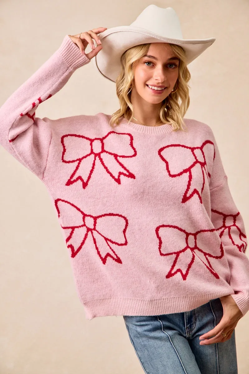 IT4765-01 | RIBBON ARTWORK COZY SWEATER TOP Office Wear