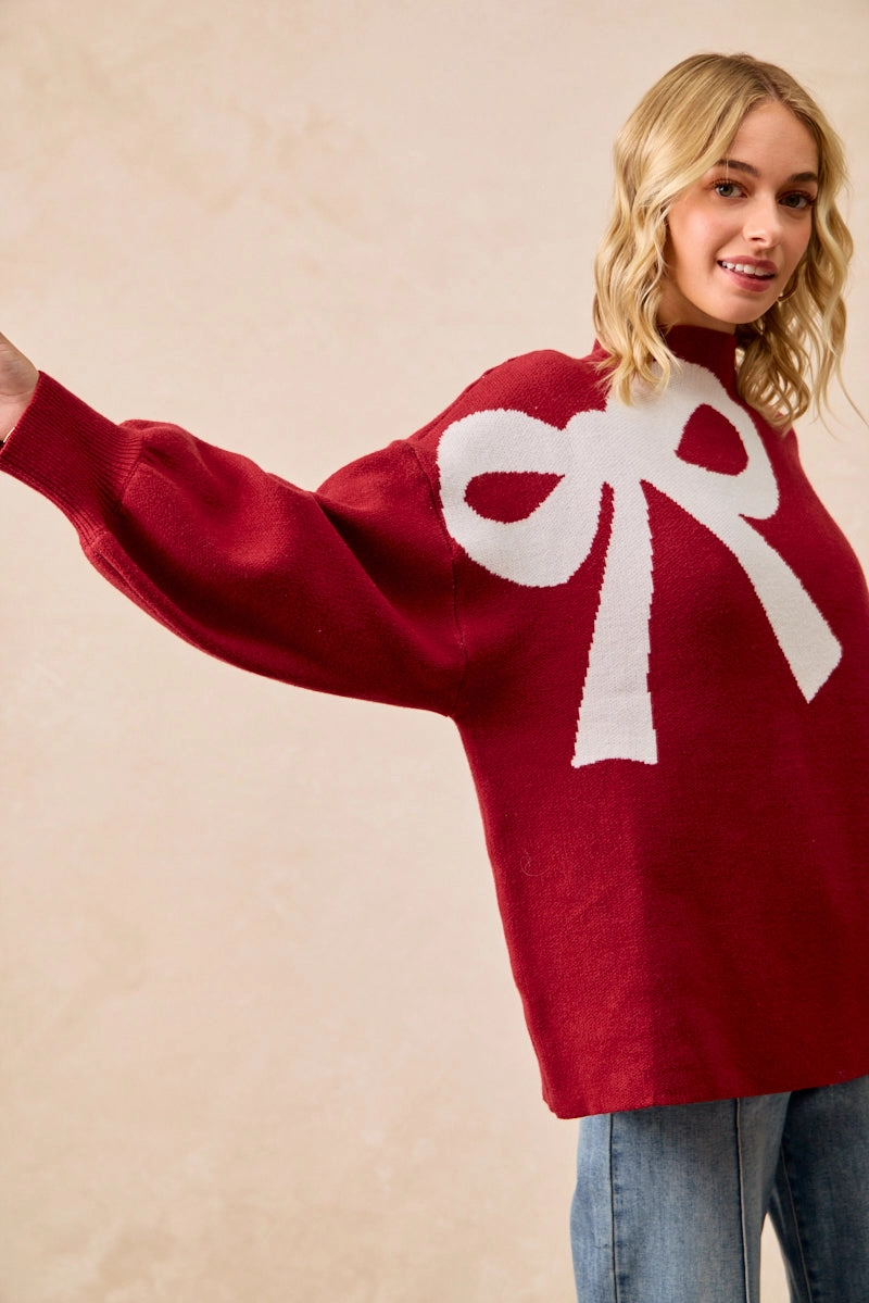 IT4766-01 | RIBBON OVERSIZED SWEATER TOP Basic Essential Layer Thermal Lining
