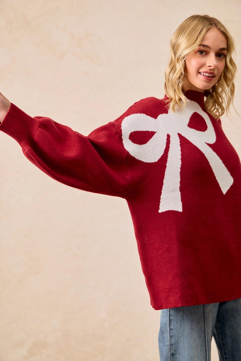 Transitional Wear IT4766-01 | RIBBON OVERSIZED SWEATER TOP