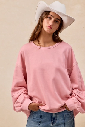 Polished Details IT4780H-01 | FRENCH TERRY SWEATSHIRT WITH LOOP TEXTURE PANELS