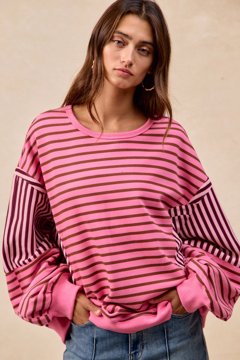 City Layering IT4780H-02 | FRENCH TERRY MIX AND MATCH JERSEY SWEATSHIRTS TOP