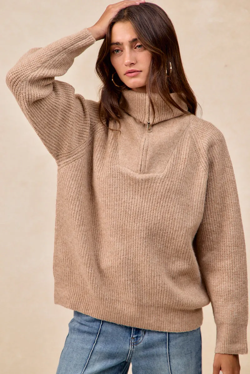 IT4796-01 | TEXTURED WIDE COLLAR SWEATER TOP Basic Fit Casual Fit Silhouette