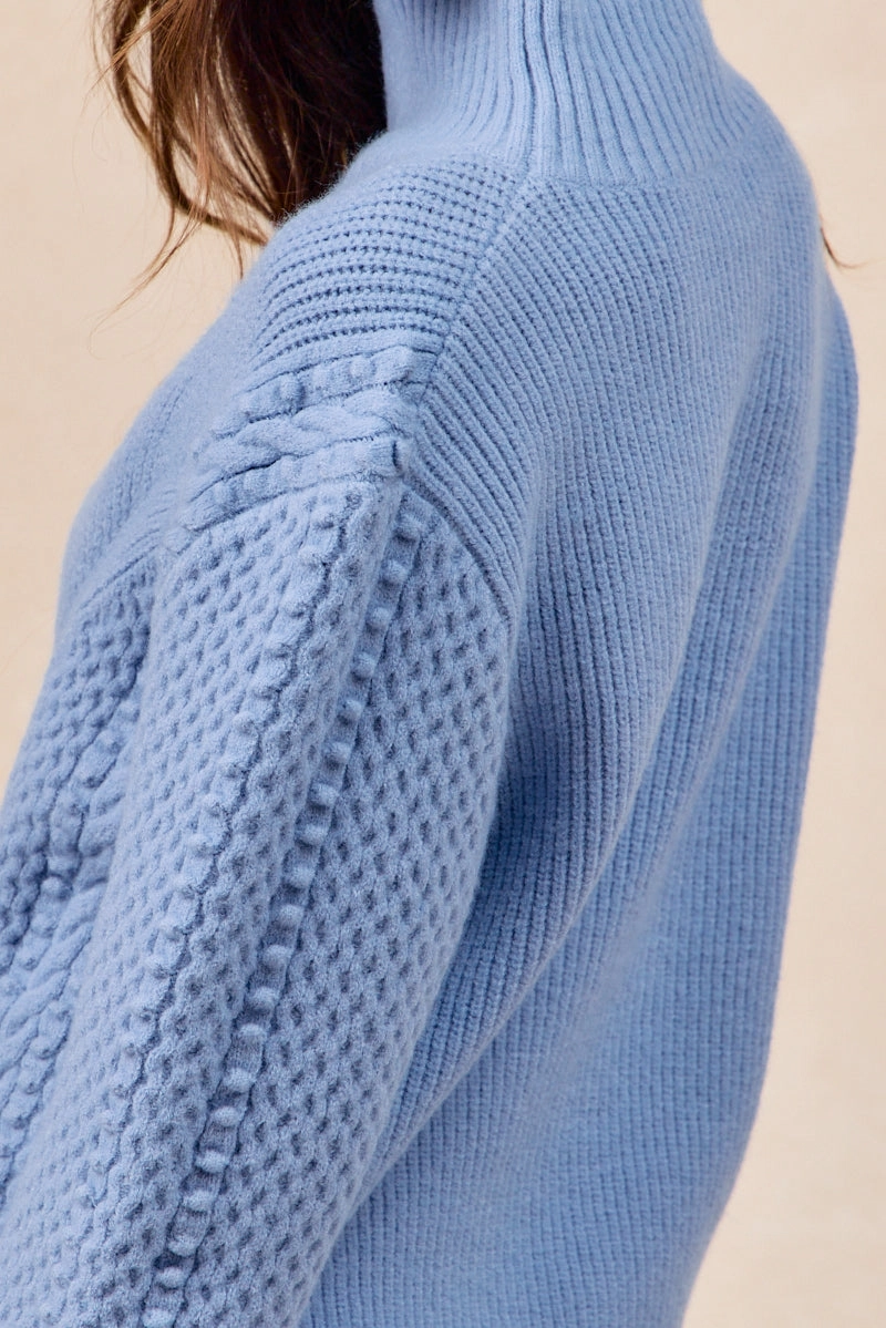 Formal dinner wear IT4799-01 | TEXTURED DOTS CABLE KNIT SWEATER TOP