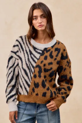 IT4805-01 | LEOPARD ZEBRA PATTERN SWEATER TOP Heat Control