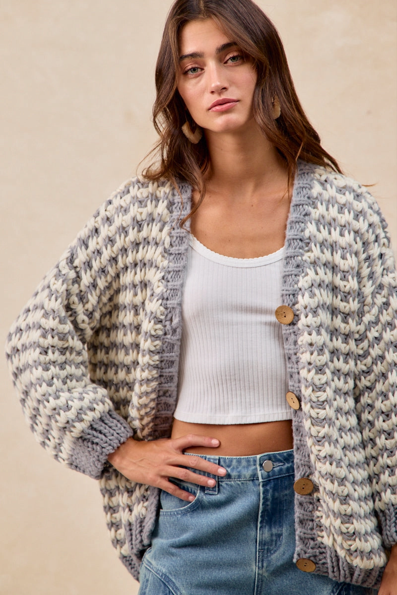 IT4818-01 | CHUNKY FRONT BUTTONED SWEATER CARDIGAN Pure Vibes