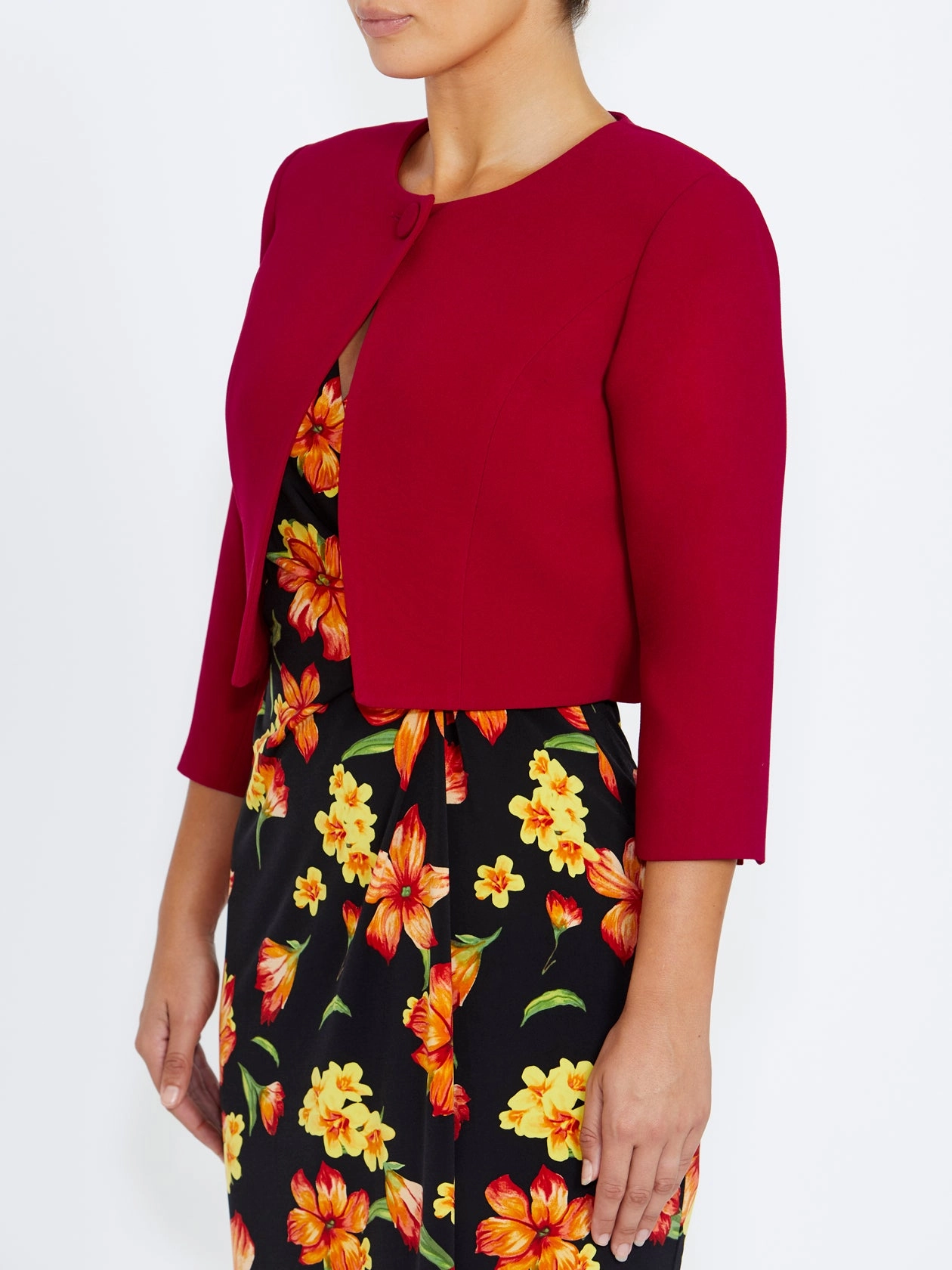 Jackie Red Cropped Jacket Relaxed Style