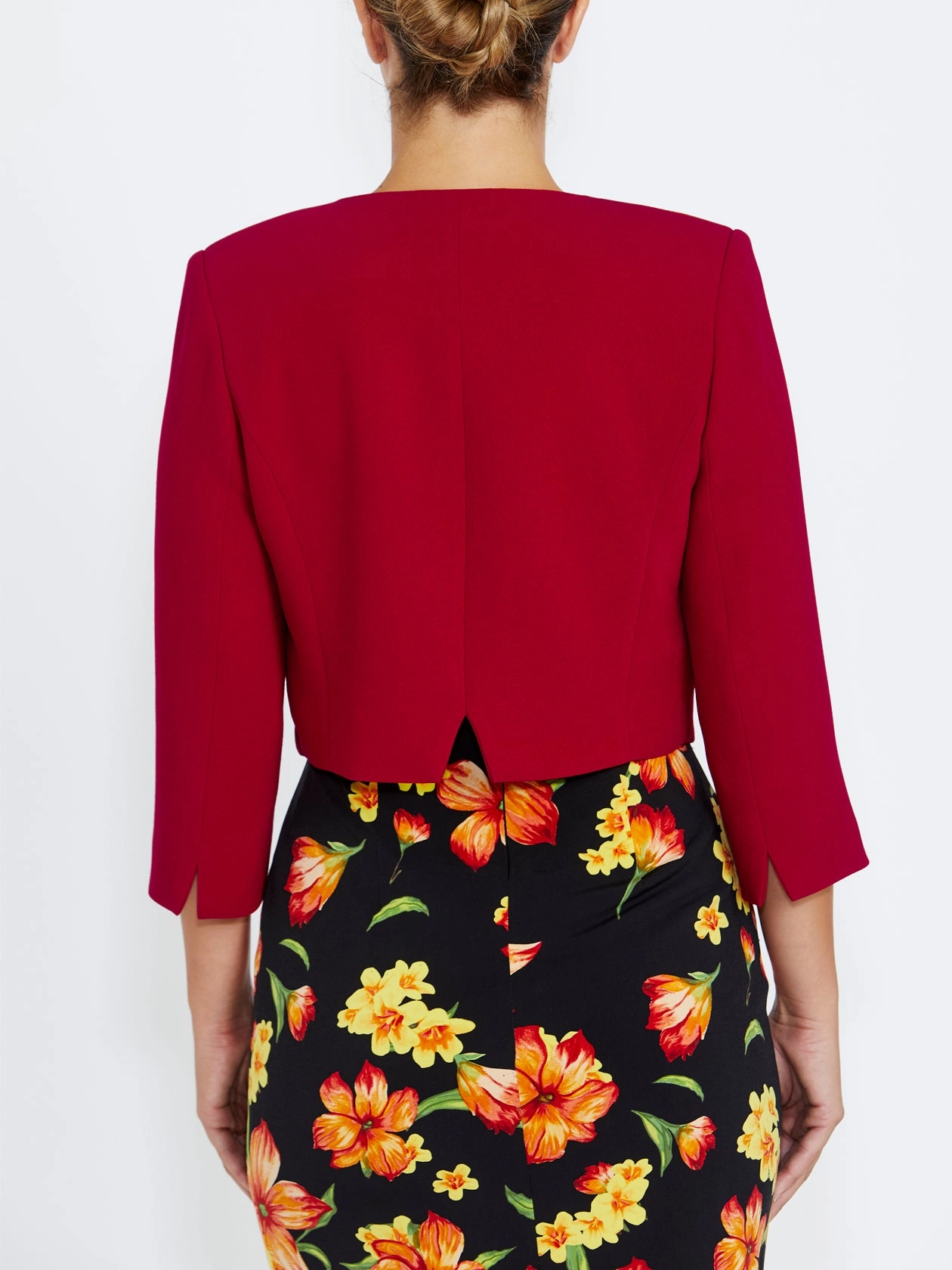 Jackie Red Cropped Jacket Relaxed Style