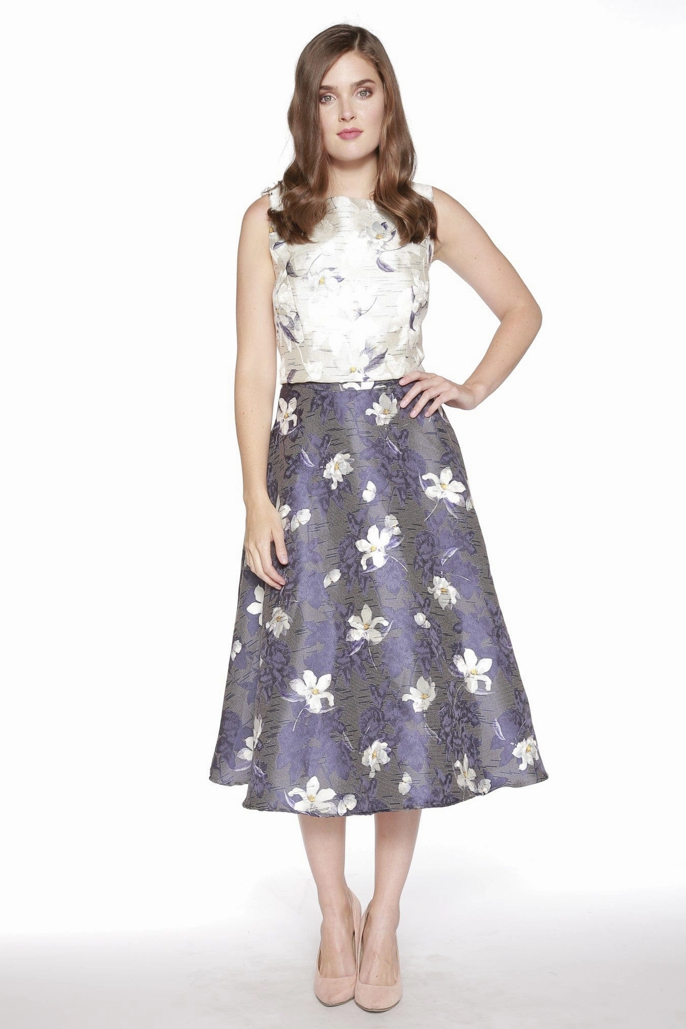 Jacquard Floral Top and Skirt Set Opera Night