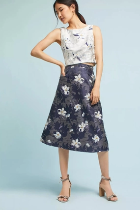Jacquard Floral Top and Skirt Set Day-to-night midi gown