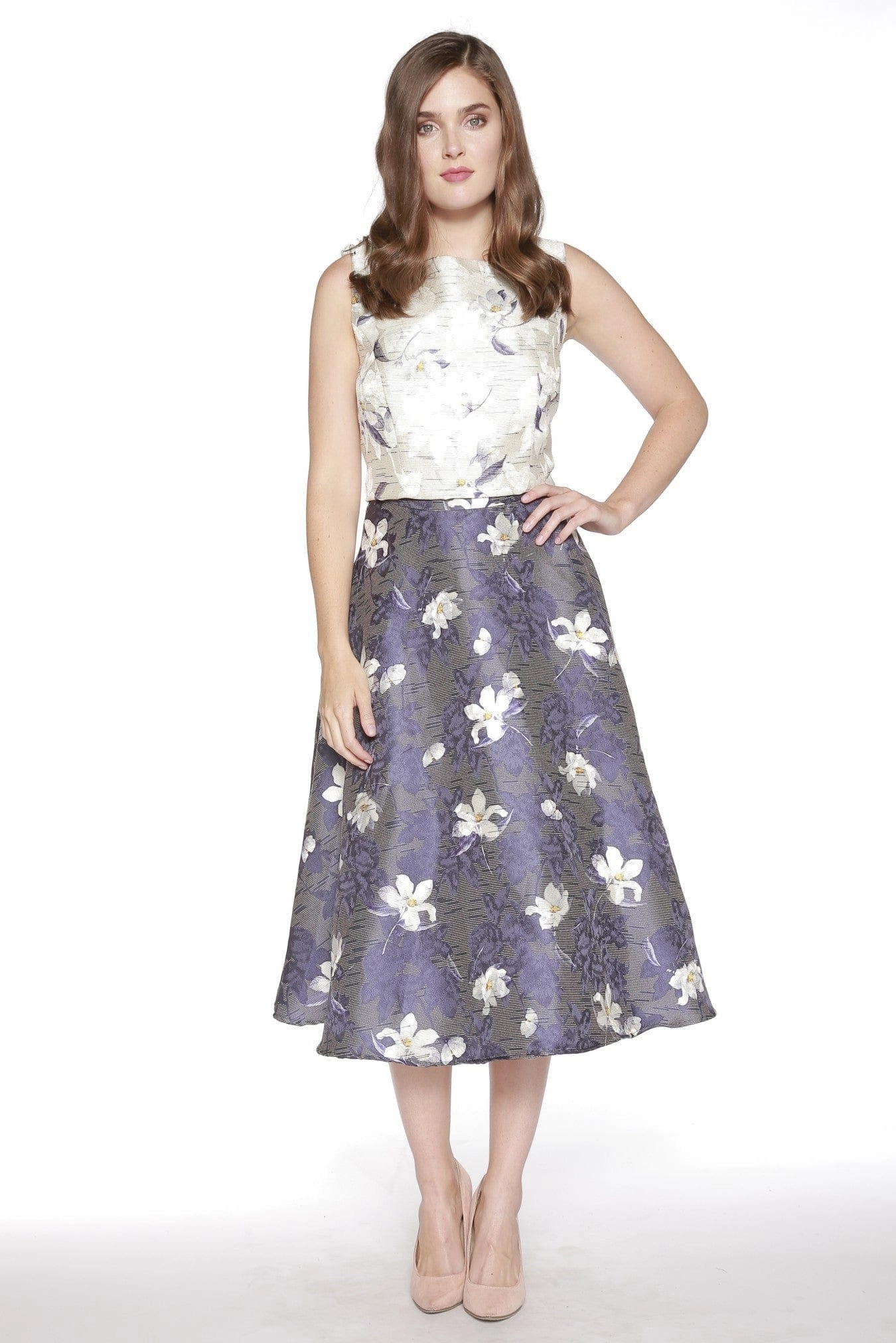 Jacquard Floral Top and Skirt Set Opera Night