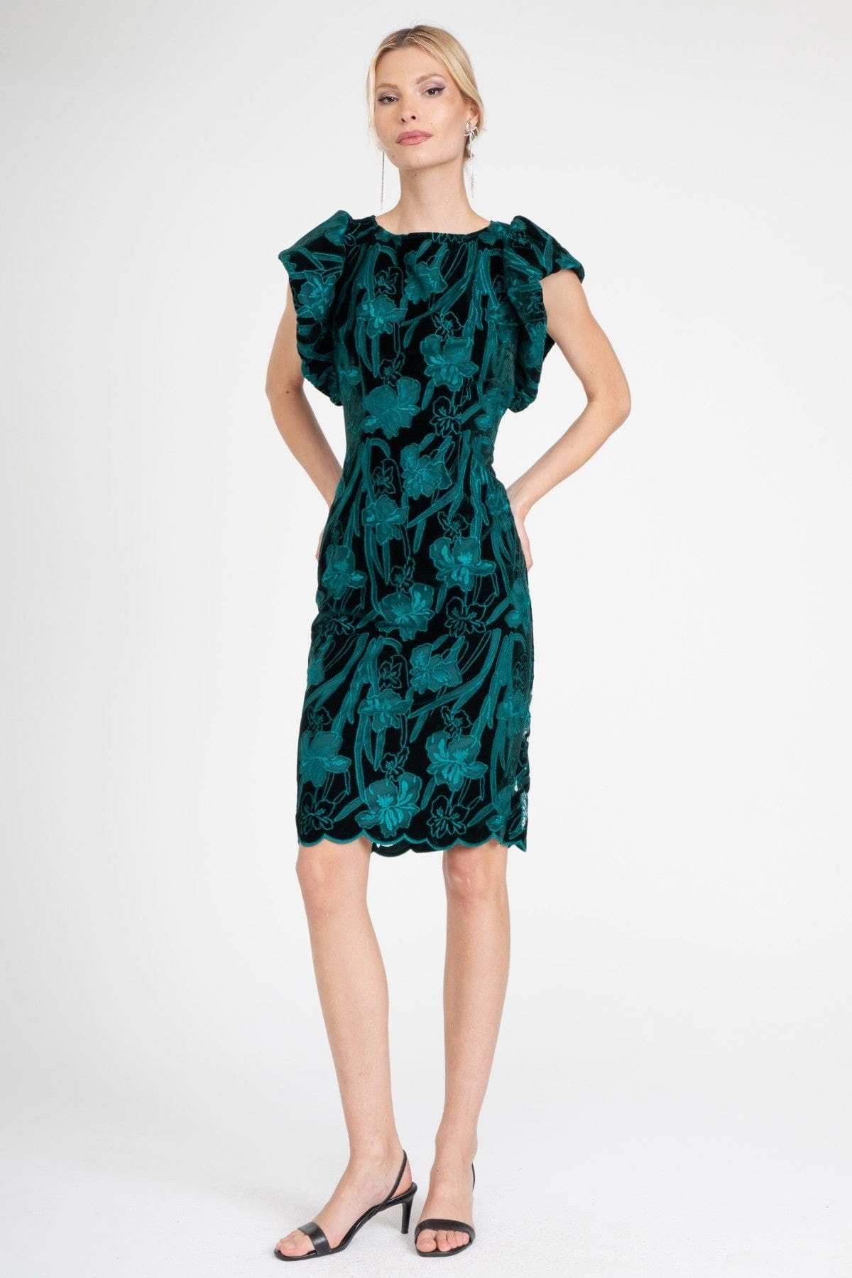 Jasmina Dress  Teal Petal Wood Deck Wave Sound