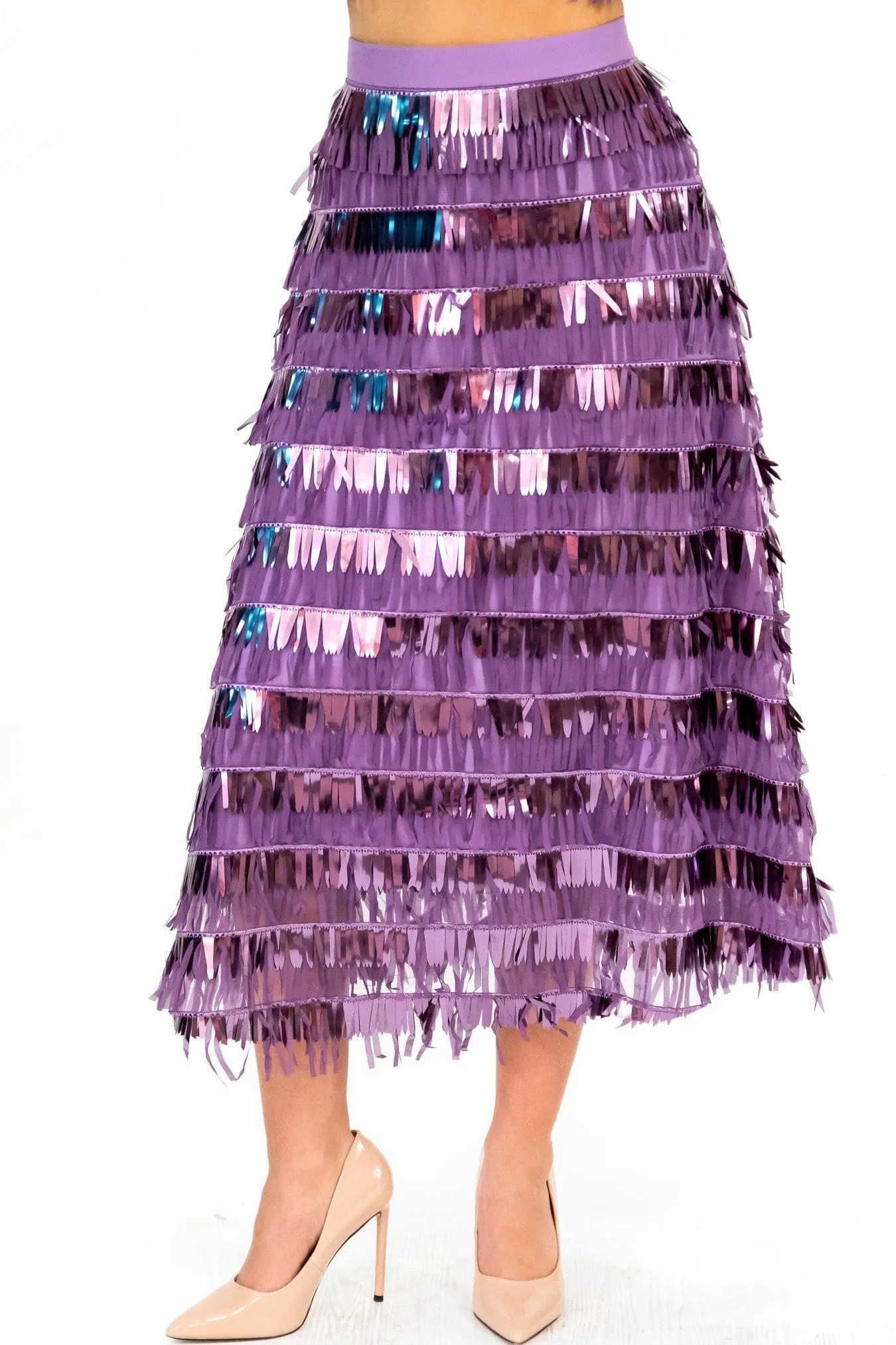 Outfit Display Jasmini Midi Skirt - Liliac Fringe