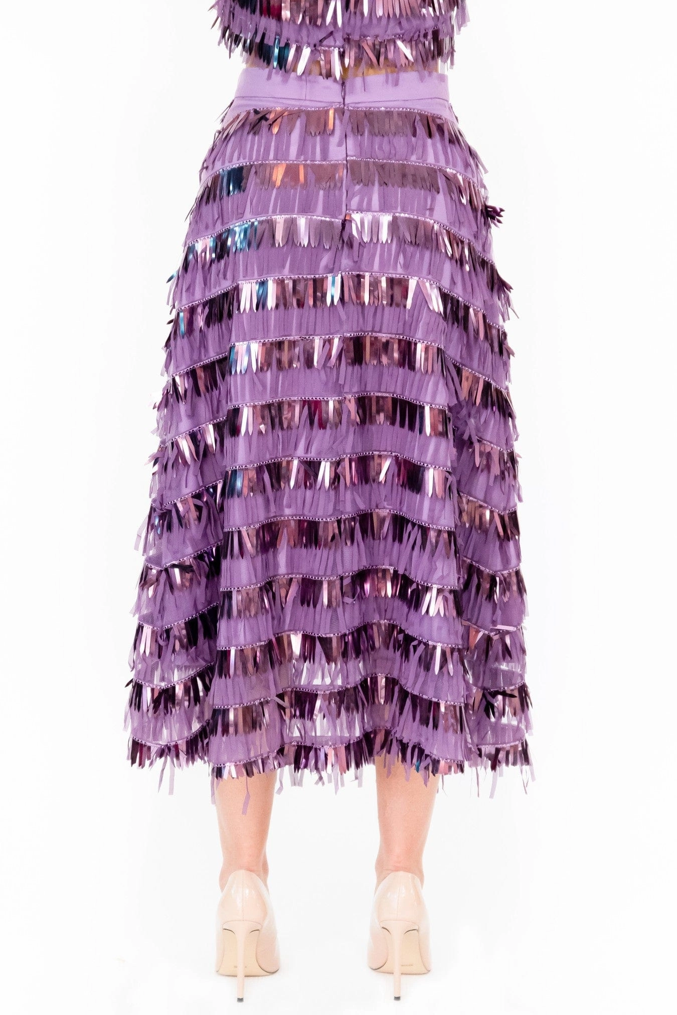 Jasmini Midi Skirt - Liliac Fringe Comfy Flow