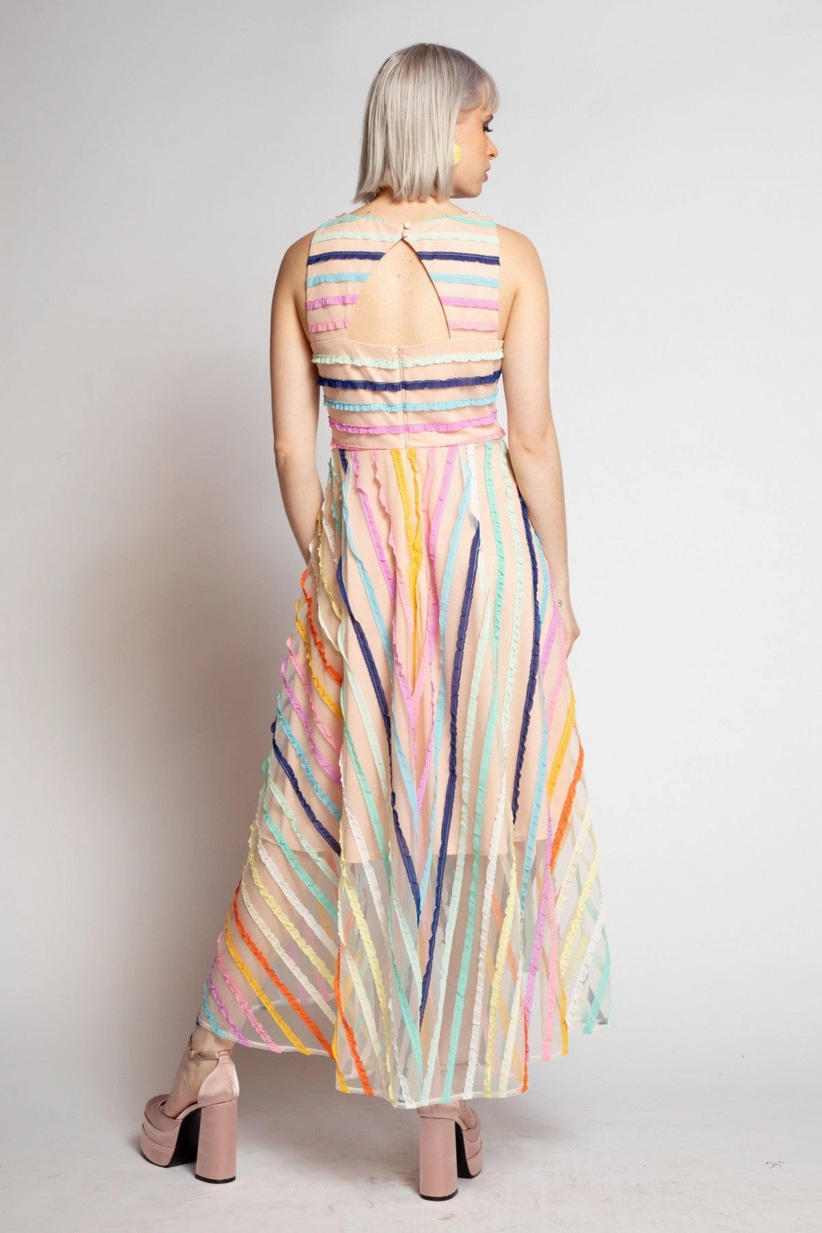 Jennie Dress - Rainbow Stripe Triple layer