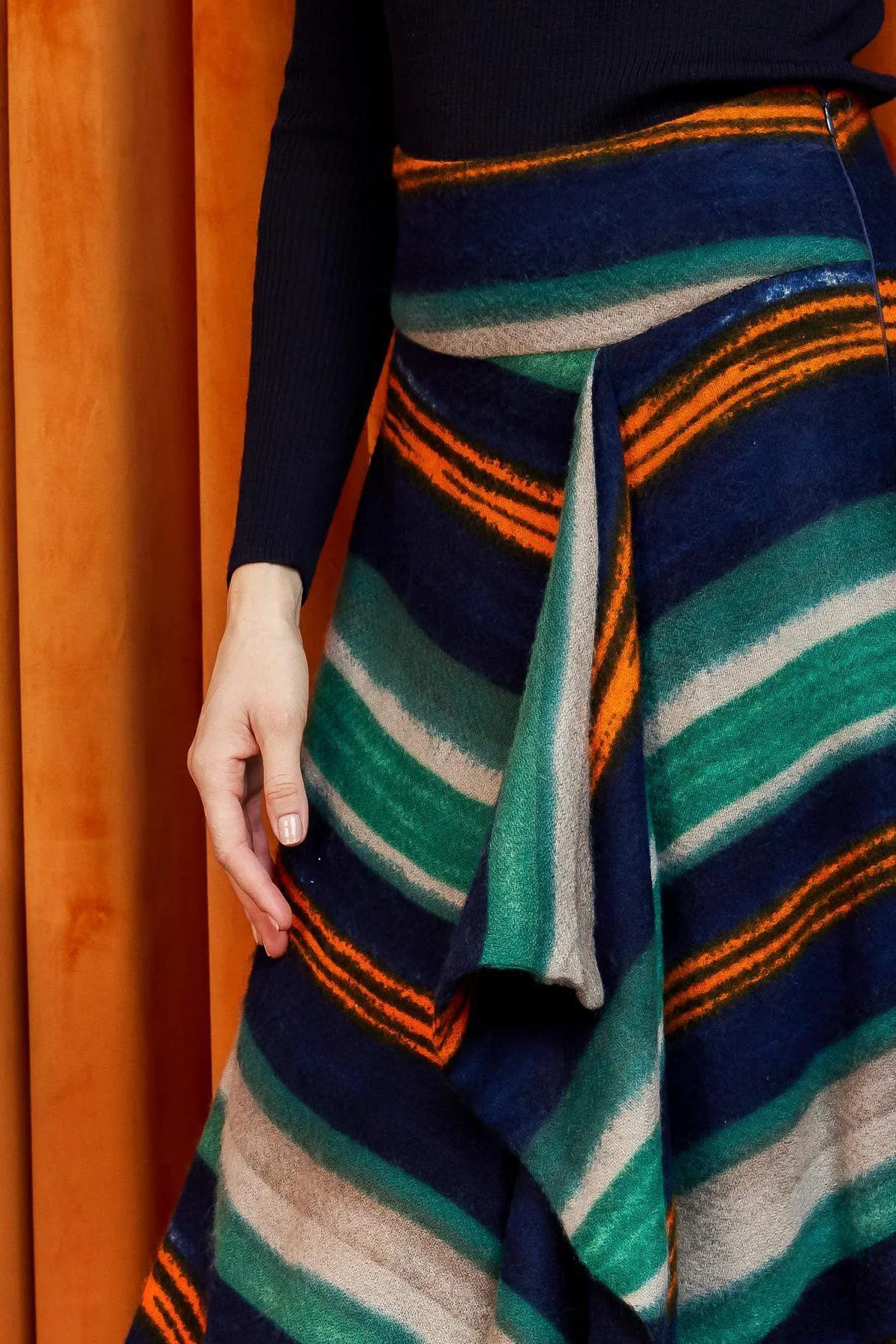 Jewel tone Midi Fleece Skirt