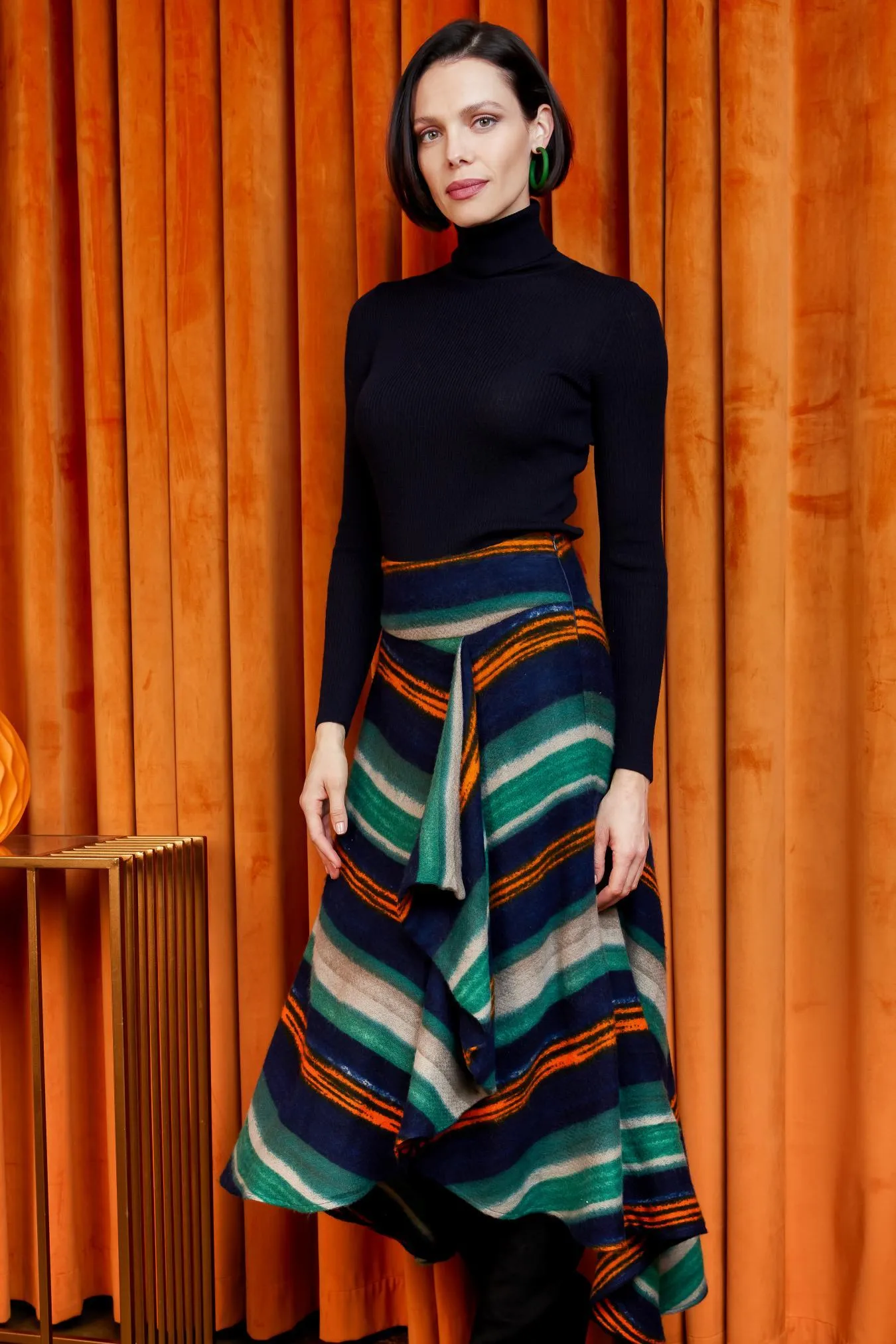 Jewel tone Midi Fleece Skirt