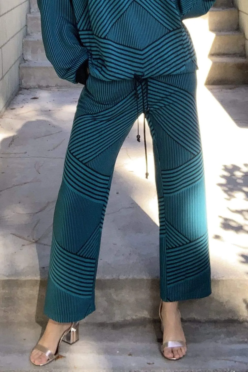 Eva Franco Pants Teal and Black Brit Wit Jogger Pant
