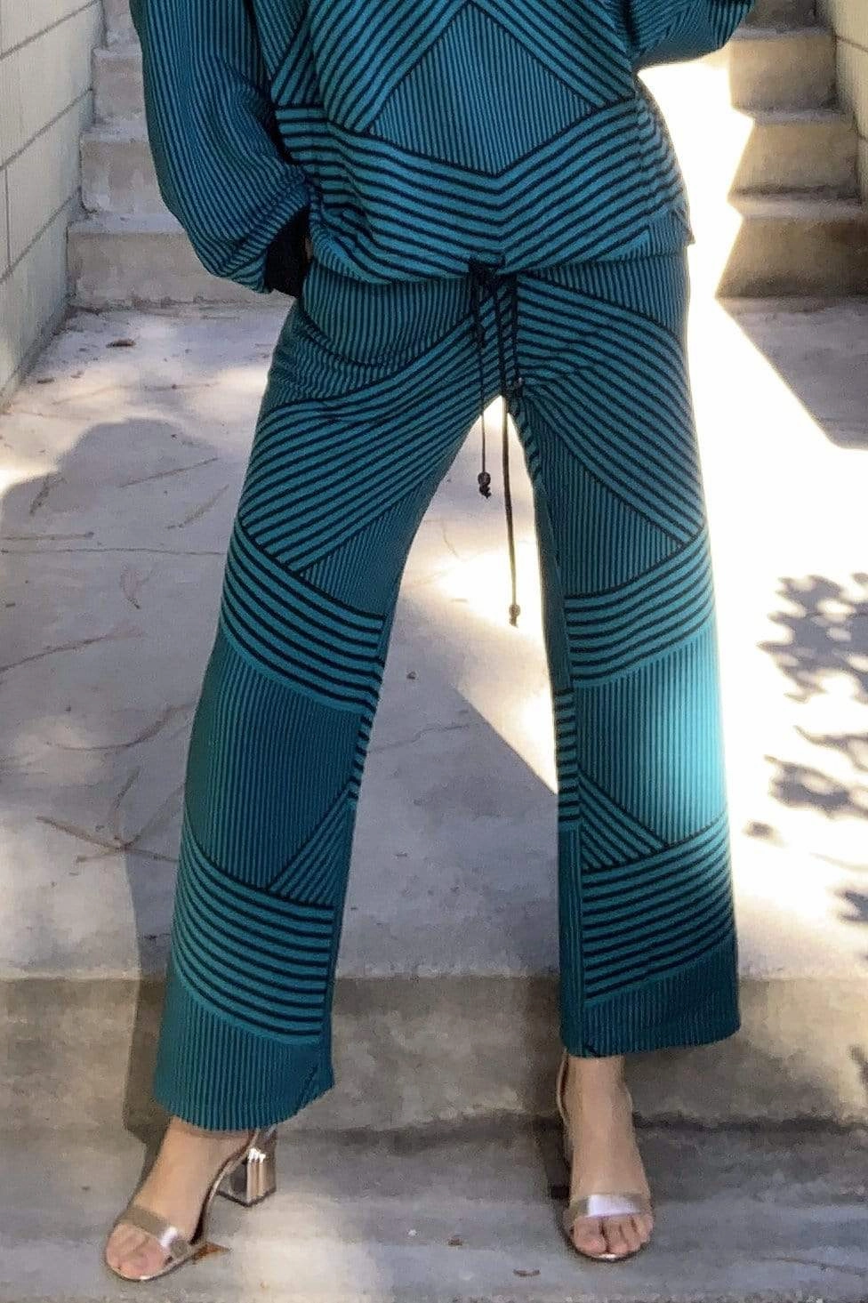 Eva Franco Pants Teal and Black Brit Wit Jogger Pant