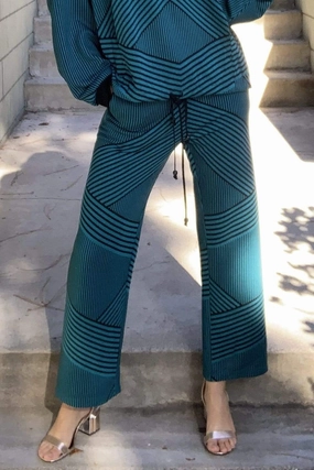 Eva Franco Pants Teal and Black Brit Wit Jogger Pant