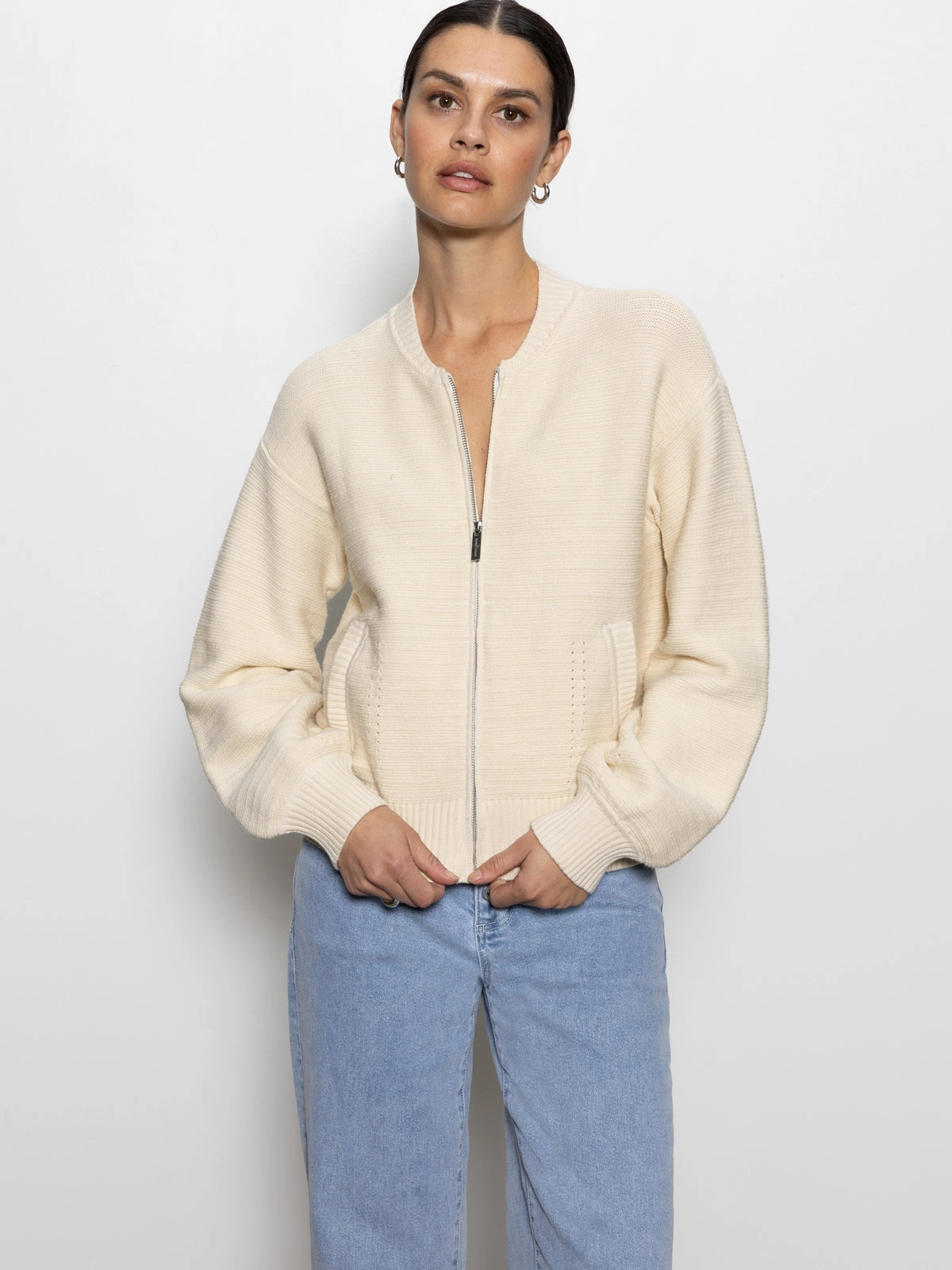 Knitted Bomber Jacket Muslin Stylish Coat