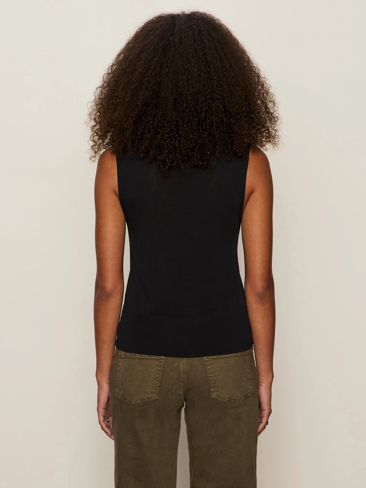 Knitted Button Front Top Black Warm Texture