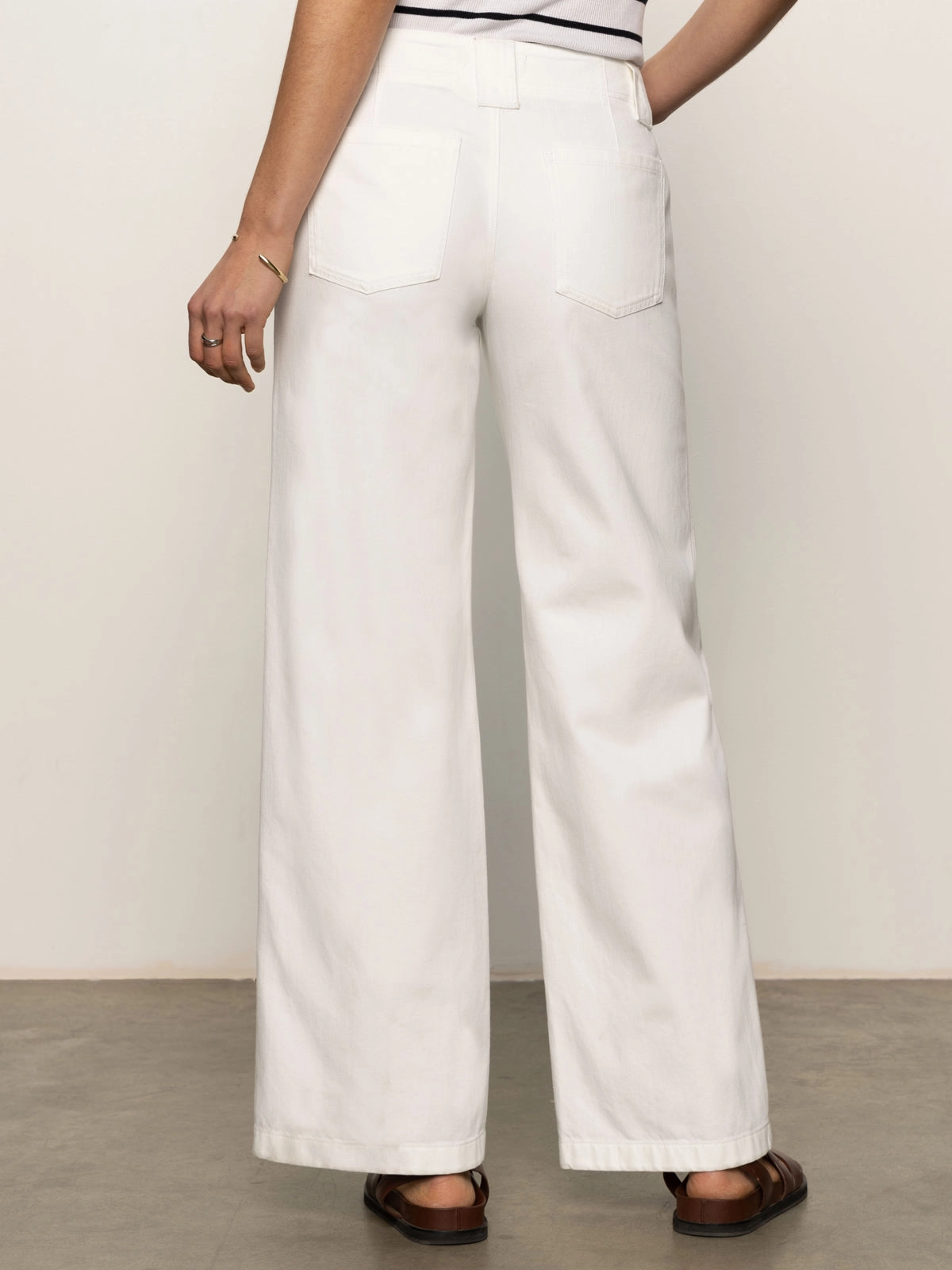 Lace-trimmed Arden Wide Leg Jeans Brilliant White