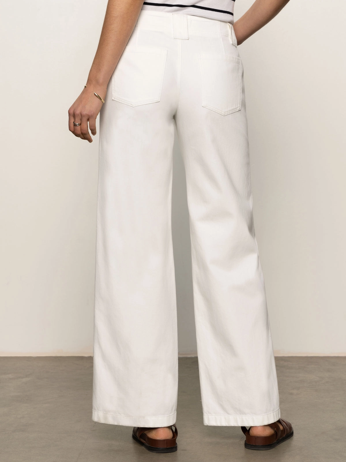Lace-trimmed Arden Wide Leg Jeans Brilliant White