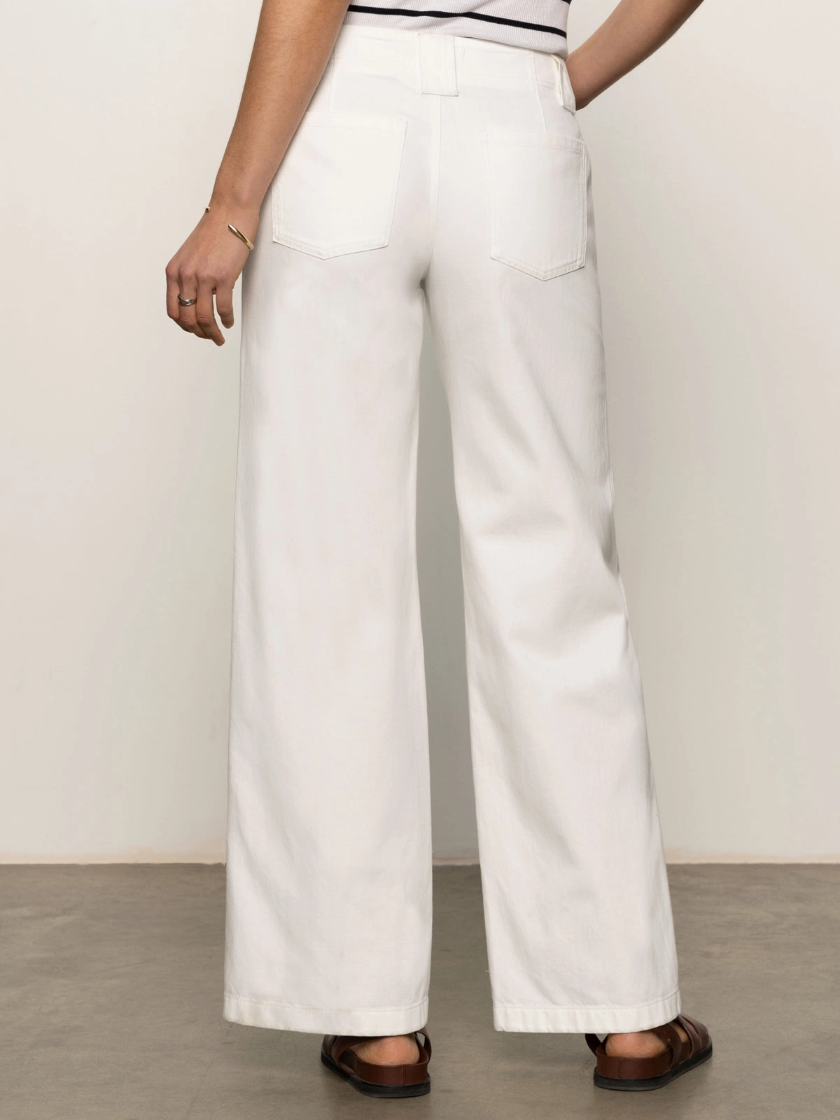 Lace-trimmed Arden Wide Leg Jeans Brilliant White