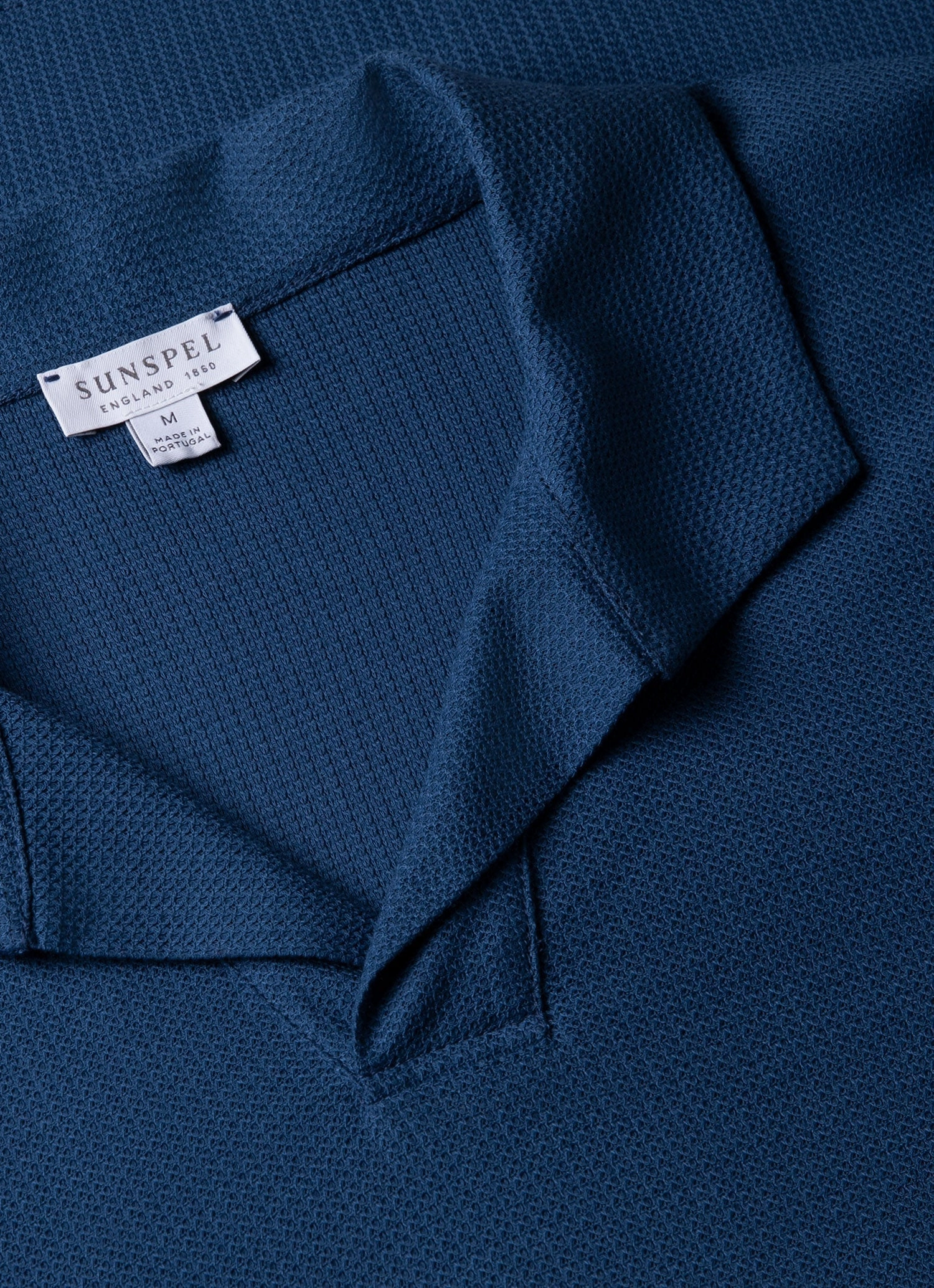 Laid Back Men's Textured Jersey Polo Shirt in Soft Denim