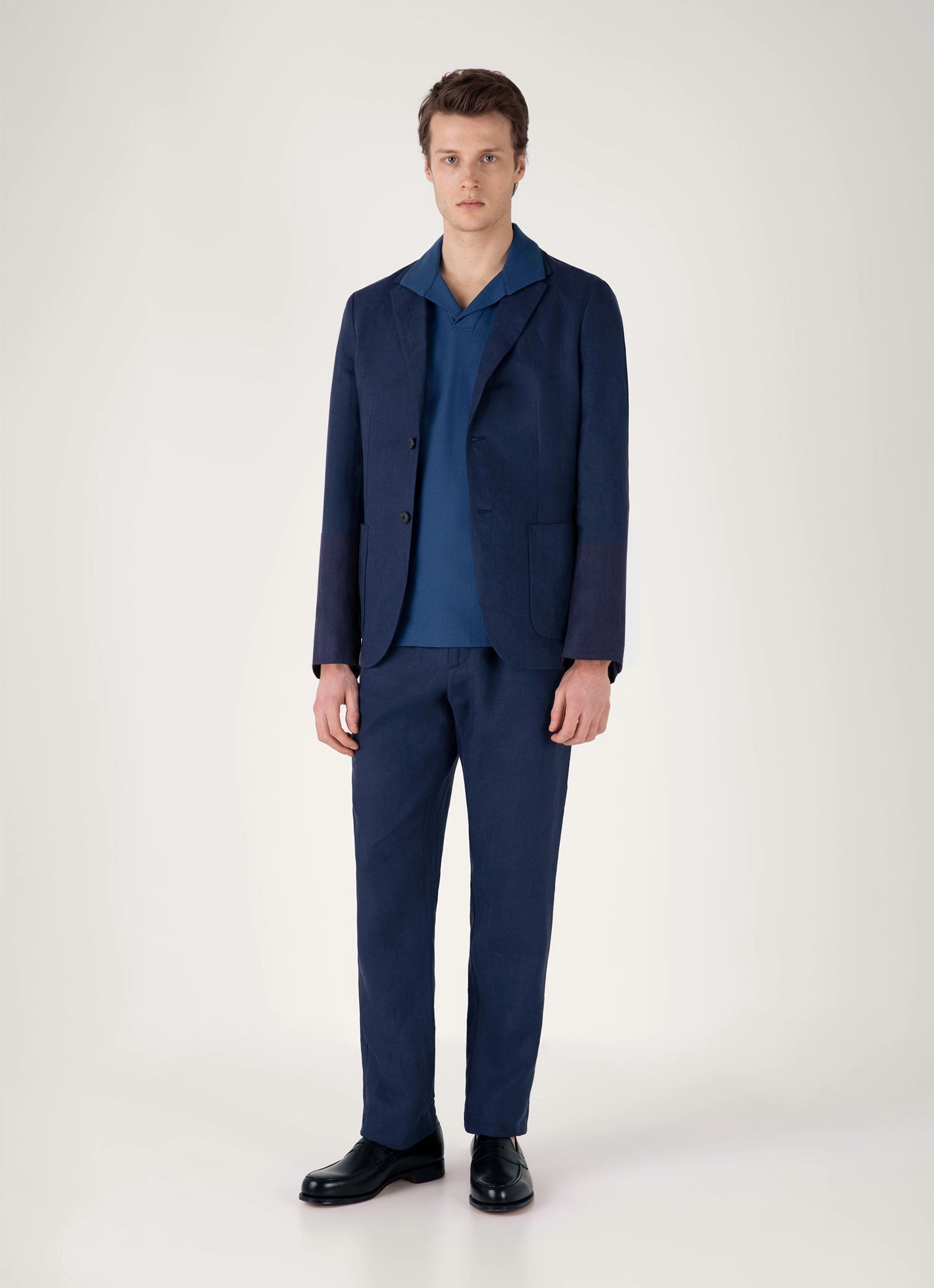 Laid Back Men's Textured Jersey Polo Shirt in Soft Denim